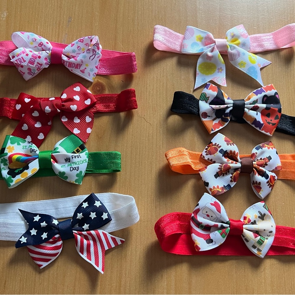 Holiday Infant Bow Headbands Set